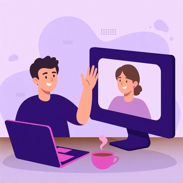 Rank Rays founder video-calling the UK office for cross-office collaboration