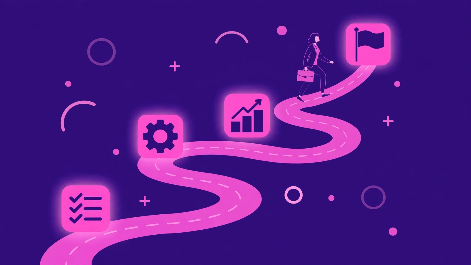 Illustration of a 4-phase SEO campaign roadmap from audit and discovery through fixes, momentum building, and authority scaling