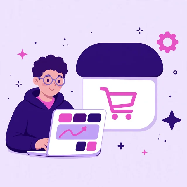 Smiling developer optimizing a Magento ecommerce store on a laptop with Rank Rays