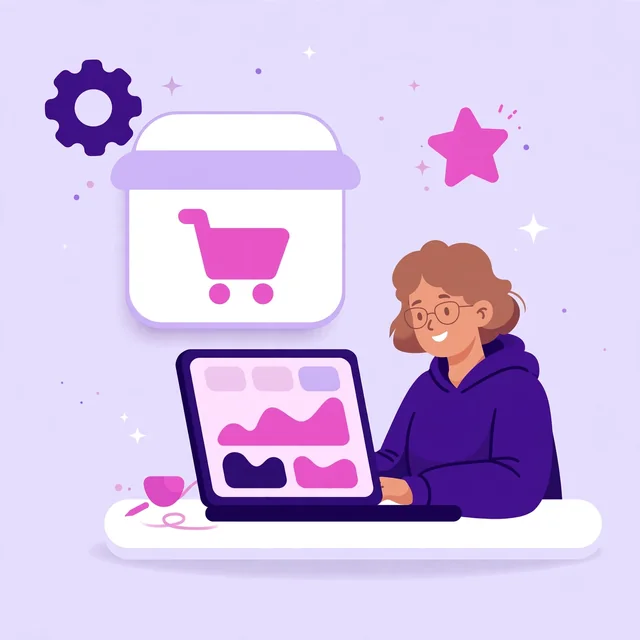 Smiling developer optimizing a Shopify storefront on a laptop with Rank Rays