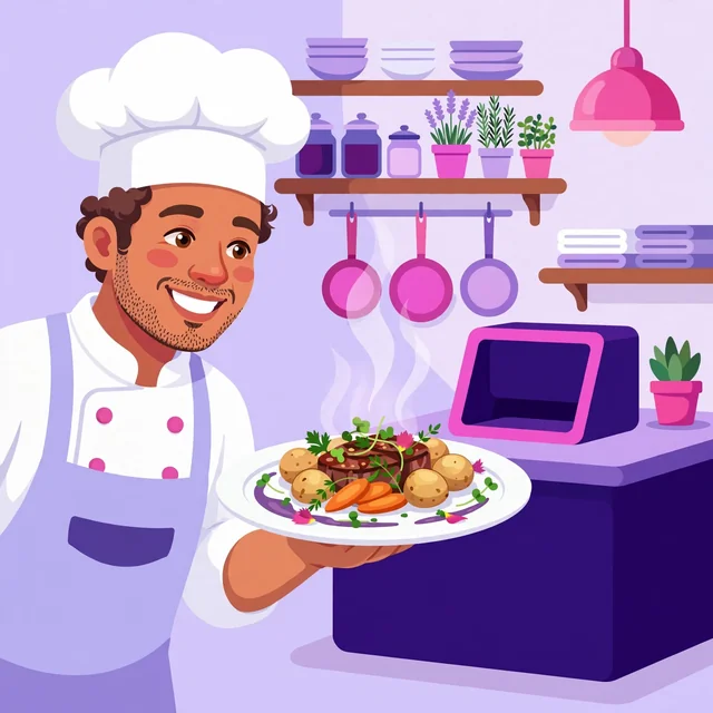 Chef proudly presenting a beautifully plated dish at the kitchen pass — dining worth craving, by Rank Rays.