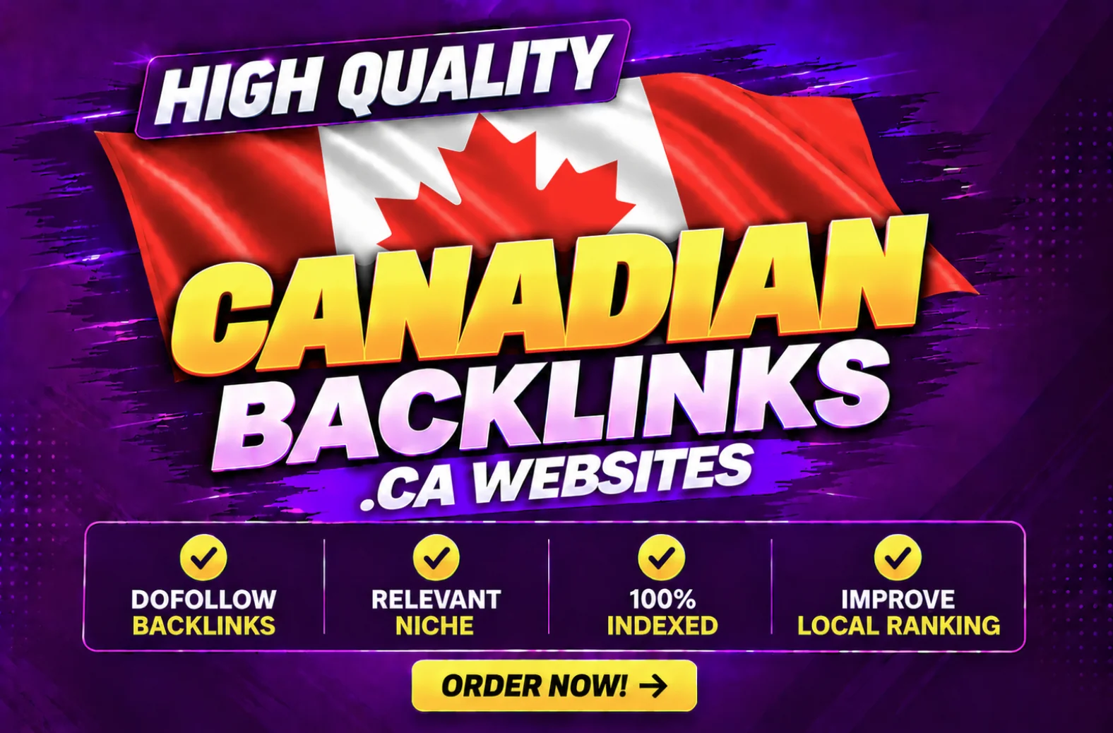 Canadian Backlinks service thumbnail: dofollow backlinks from .CA websites