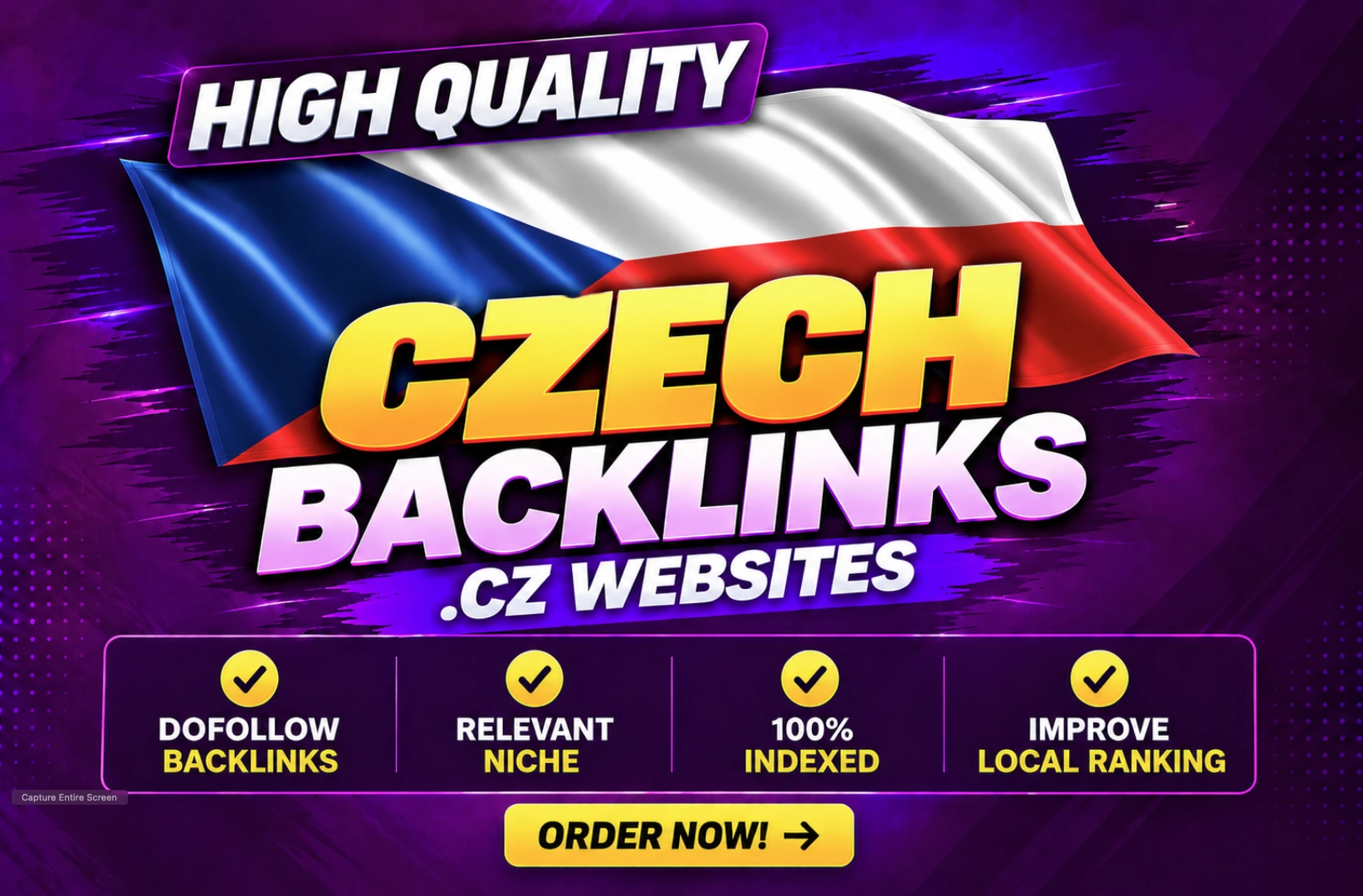 Czech Backlinks service thumbnail: dofollow backlinks from .CZ websites