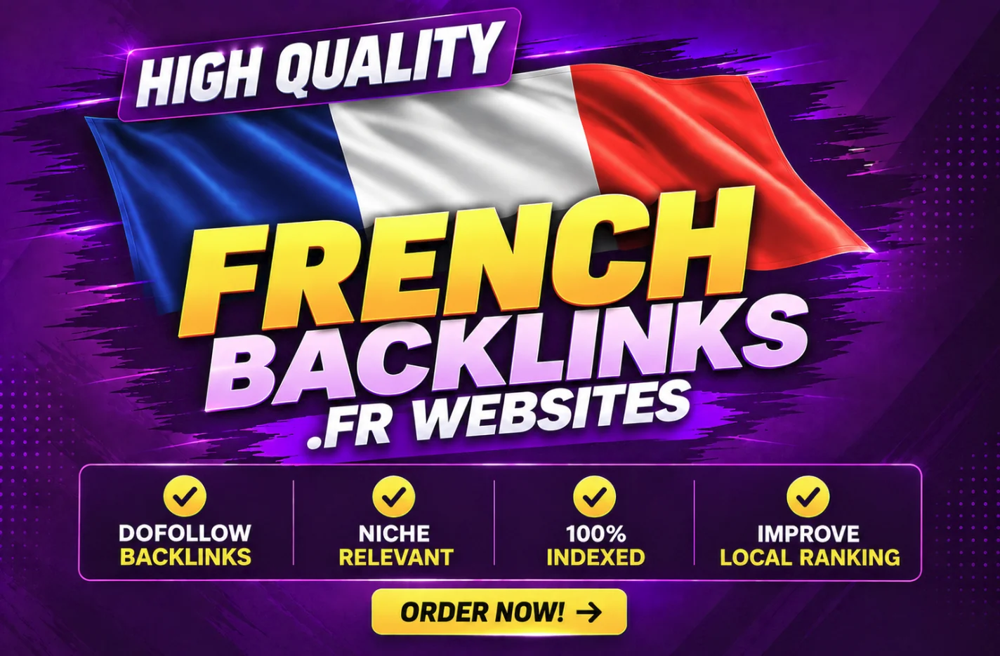 French Backlinks service thumbnail: dofollow backlinks from .FR websites