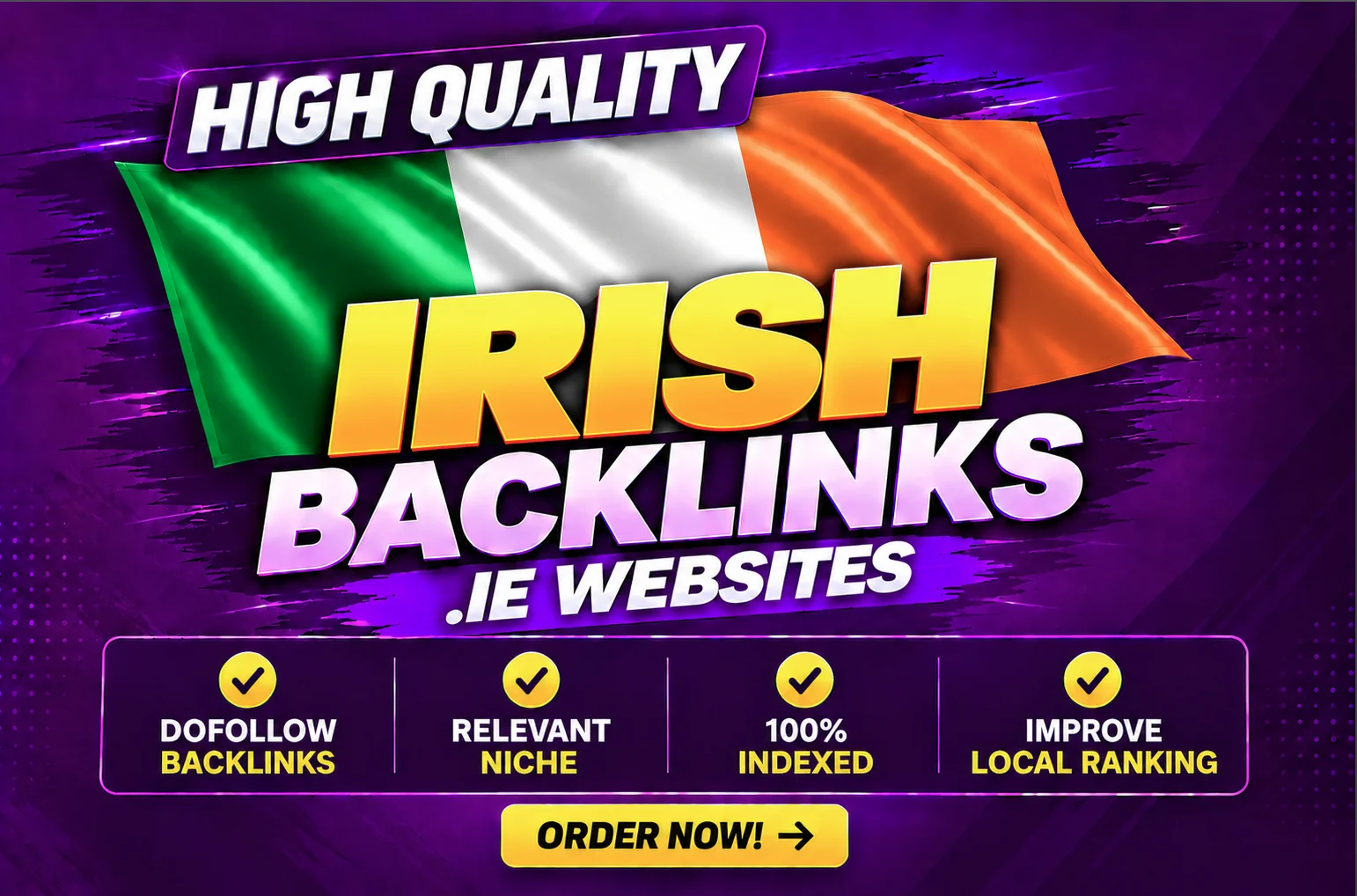 Irish backlinks from .IE websites: dofollow backlinks, niche relevant, 100 percent indexed, improve local ranking