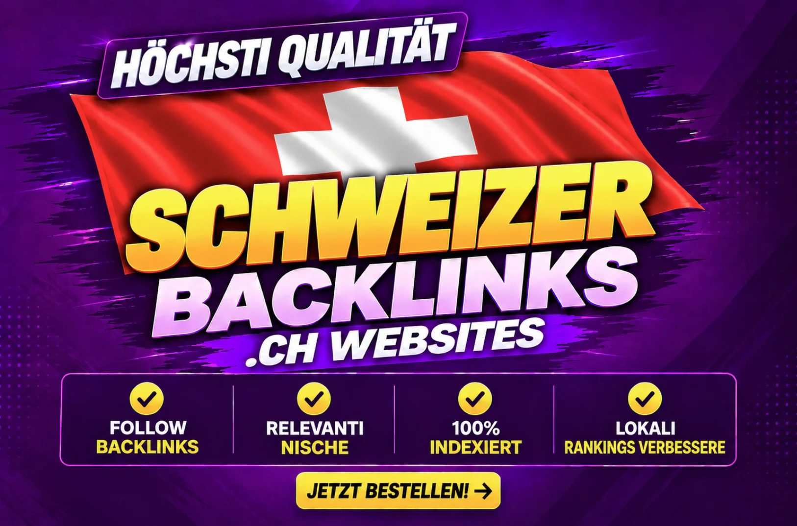 Schweizer backlinks von .CH websites: follow backlinks, relevanti nische, 100 prozent indexiert, lokali rankings verbessere