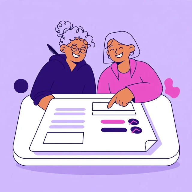 Content writer and editor reviewing a document together at a desk, a Rank Rays content marketing illustration