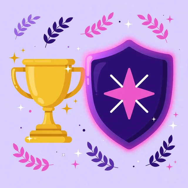 Gold trophy beside a glowing authority shield, a Rank Rays off-page SEO authority illustration