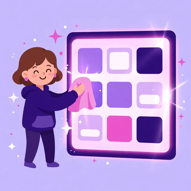Character polishing a glowing webpage panel, a Rank Rays on-page SEO illustration